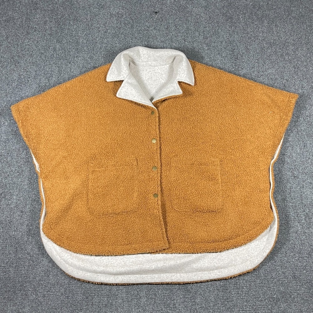 Marine Layer Marin Reversible Teddy Poncho Cashew Brown/Natural Oatmeal XS/S